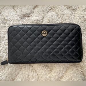 [SOLD]  Authentic CHANEL Matelasse Lambskin Caviar Quilted Long Black Wallet